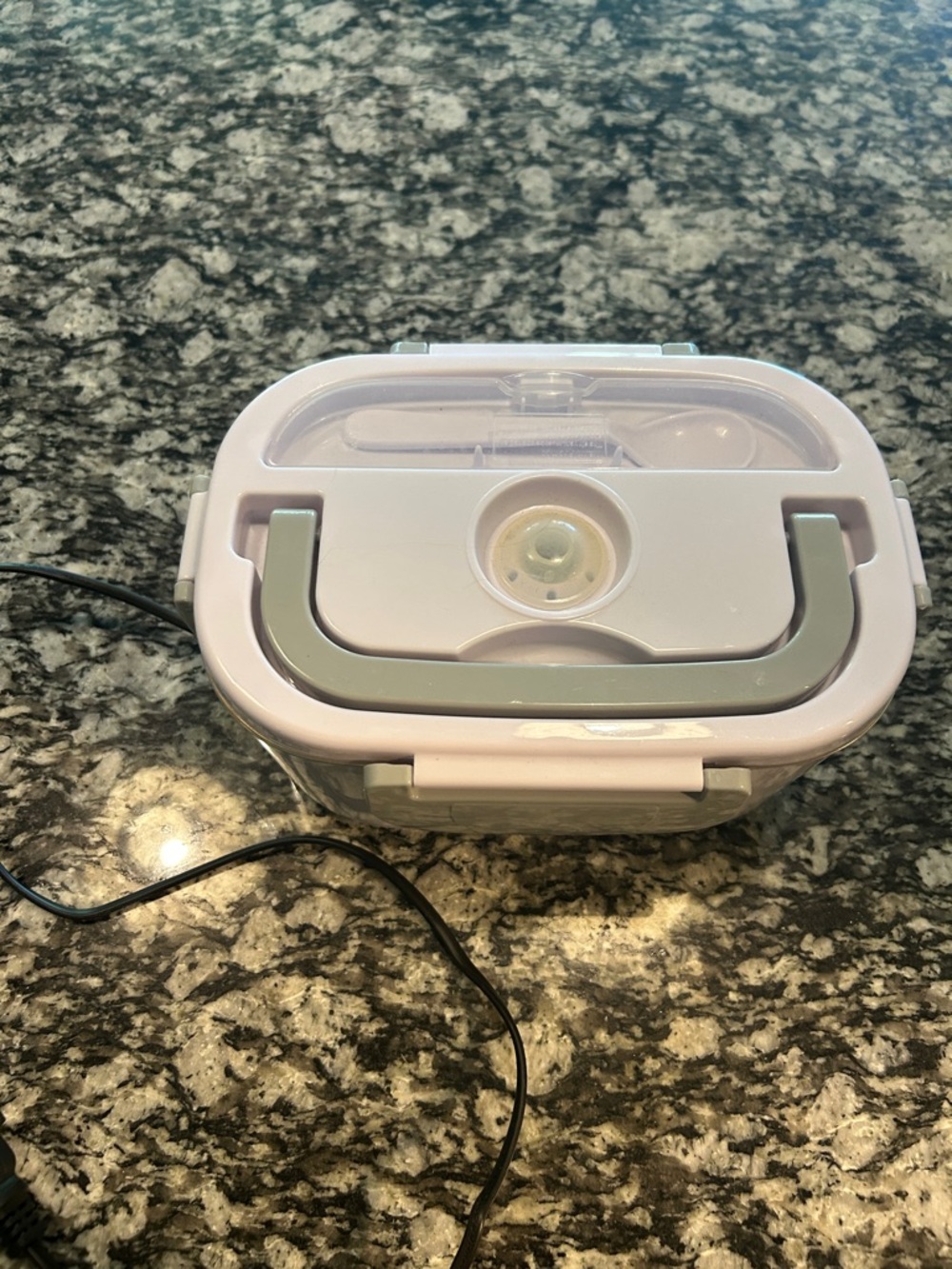 Electric White Lunch Box with Gray Handle